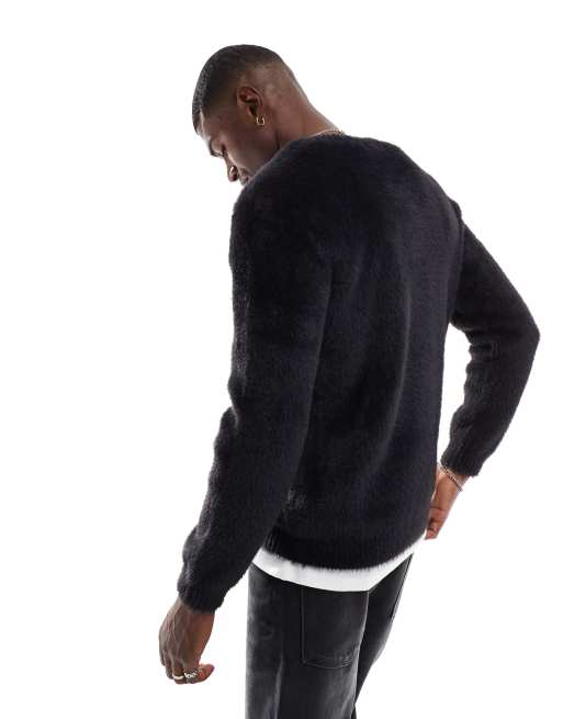 New Look fluffy knit jumper in black