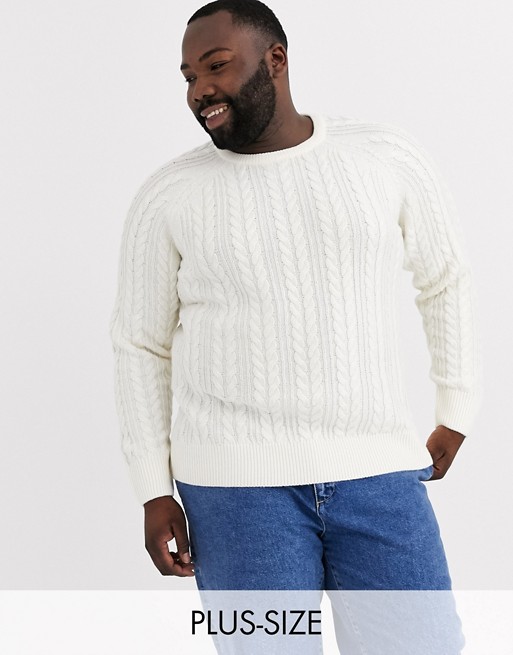 New Look Plus cable knit jumper in cream