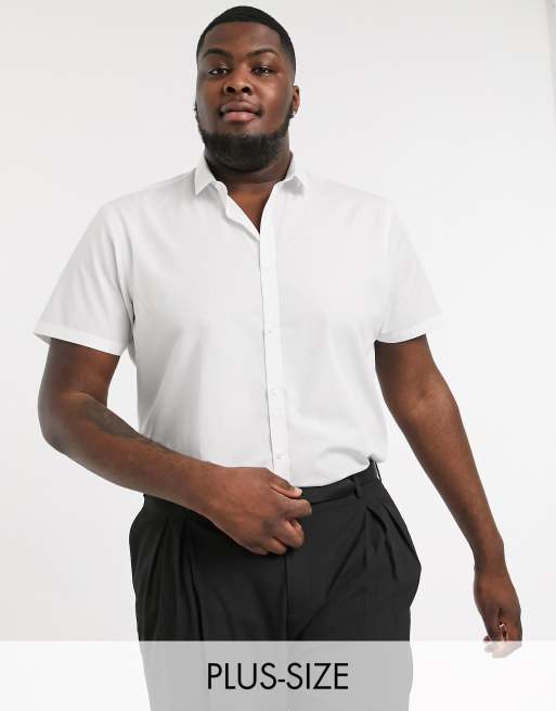 New look Plus - Camicia a maniche corte in popeline bianca