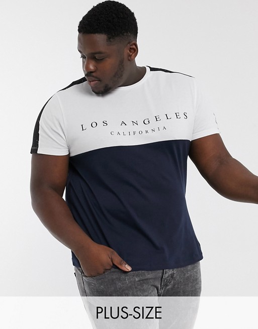 New Look PLUS city colour block t-shirt in Navy