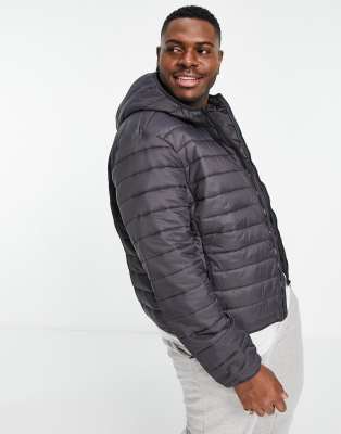 new look grey hooded puffer jacket