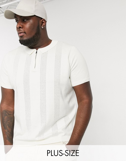 New Look Plus ladder stitch polo in white