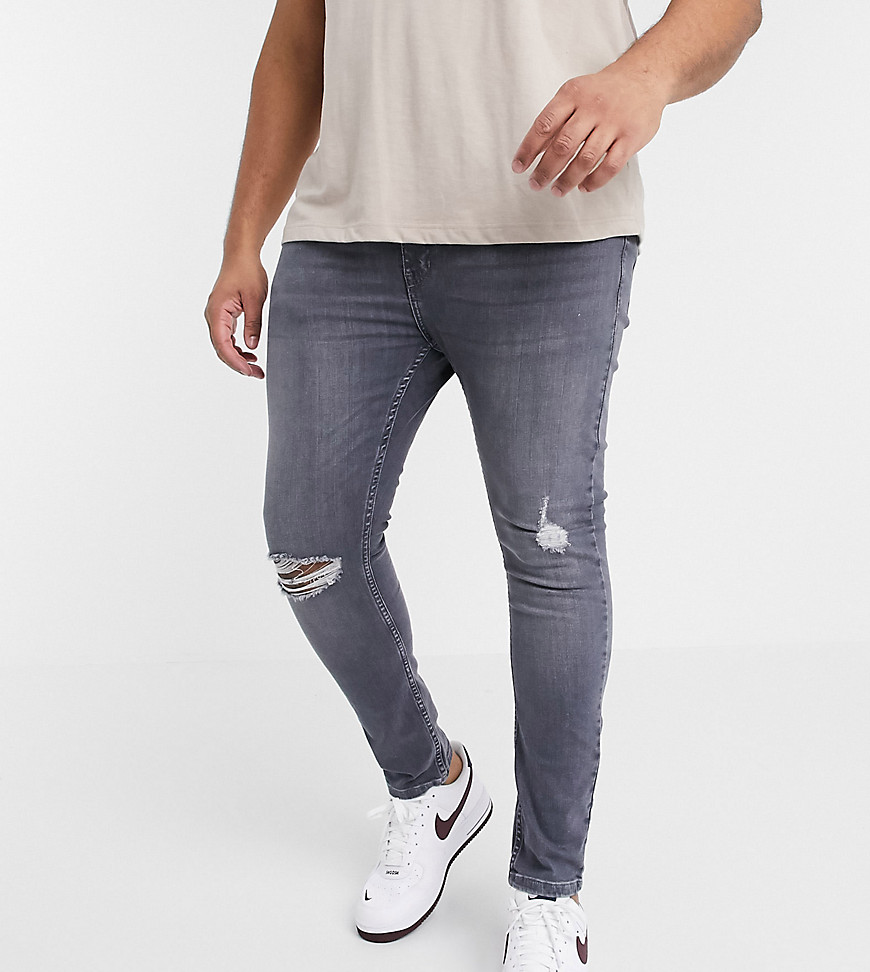 New Look Plus – Mellangrå tvättade superskinny jeans-Blå