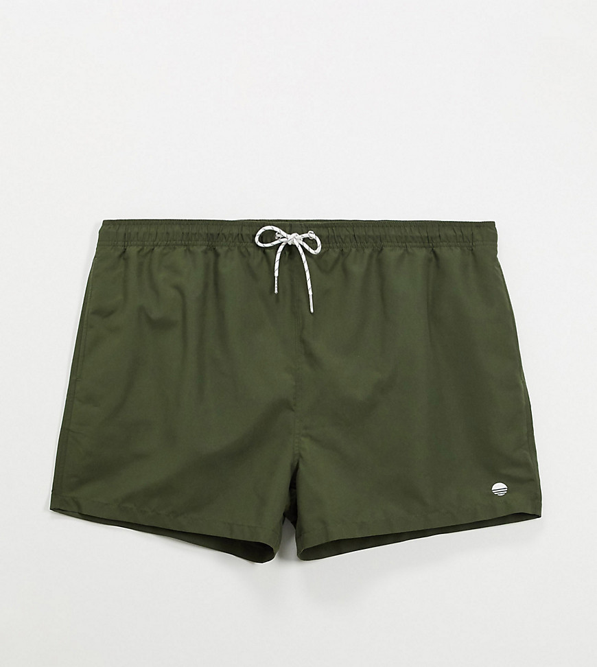 New Look PLUS - Pantaloncini da bagno tinta unita kaki-Verde