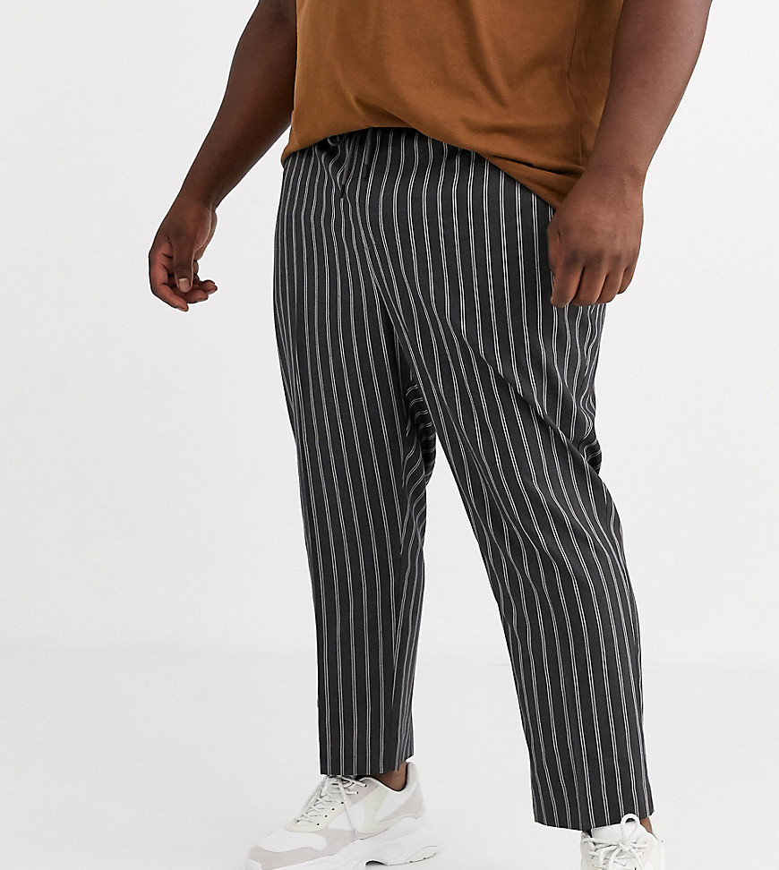New Look Plus - Pantaloni cropped slim con riga doppia grigi-Grigio