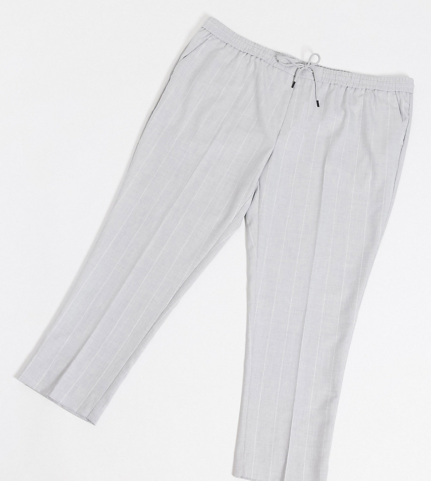 New Look PLUS - Pantaloni easy-on slim con stampa a venature grigi-Grigio