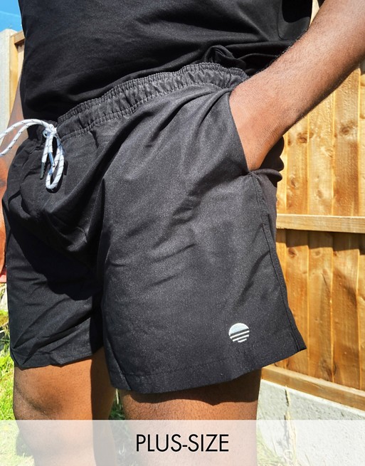 New Look PLUS plain swim shorts in black