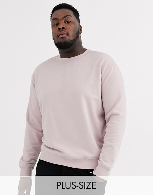 New Look Plus relaxed crew neck sweat in light pink