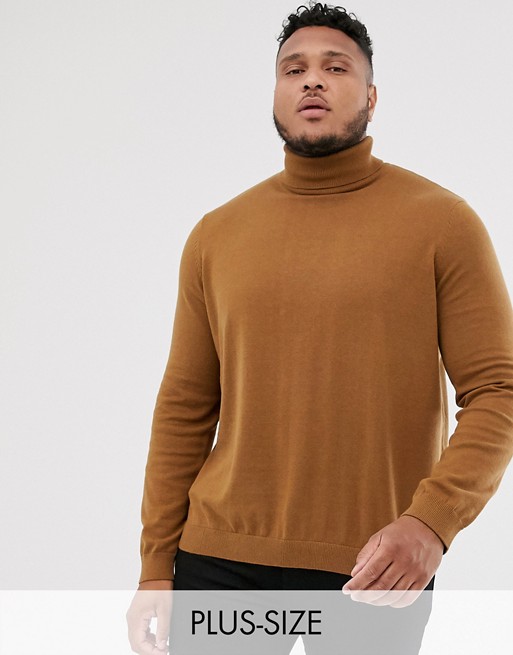 New Look Plus roll neck jumper in camel