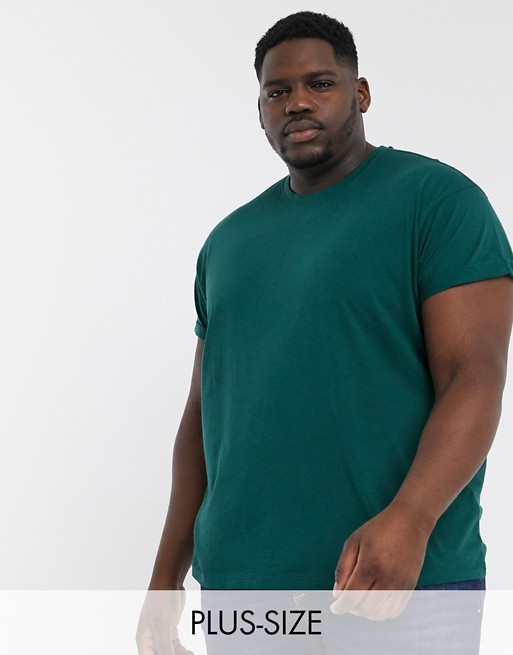 New Look PLUS roll sleeve t-shirt in pine green