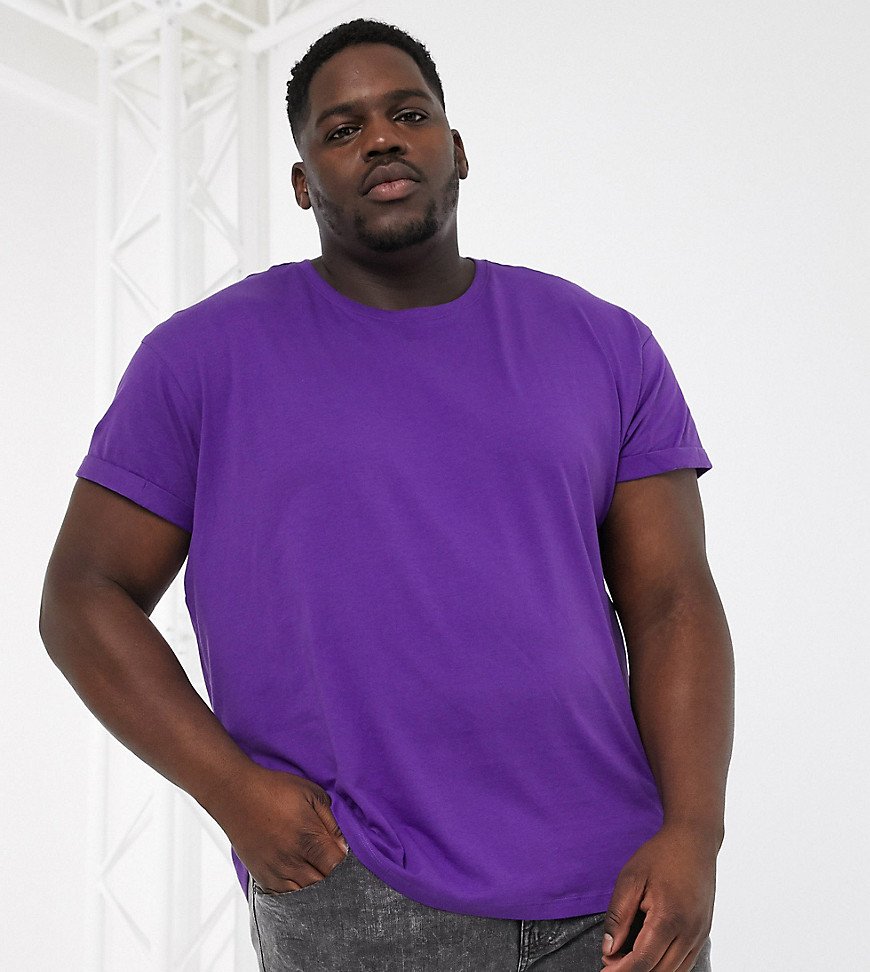New Look PLUS roll sleeve t-shirt in purple