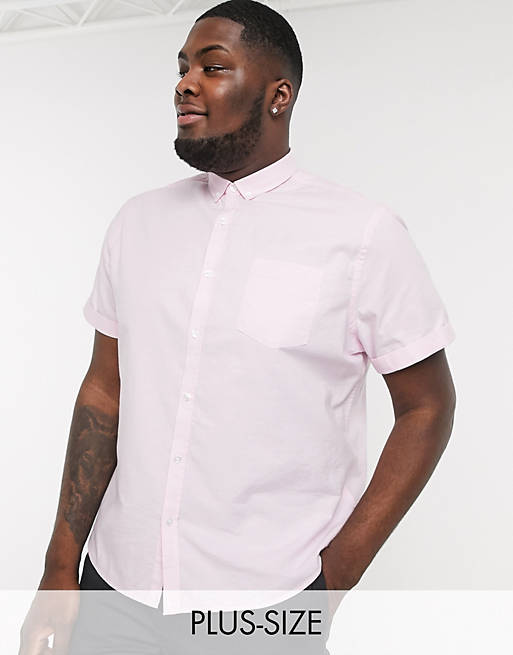 New Look Plus short sleeve oxford shirt in pink