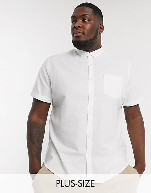 Shirts New Look Plus short sleeve oxford shirt in white 