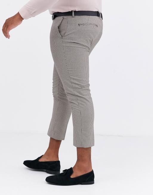 Men's Brown Puppytooth Stretch Formal Trousers