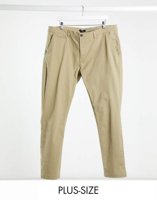 New Look Plus slim chino pants in stone | ASOS