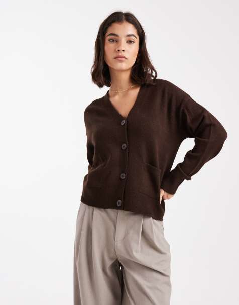 New Look pocket detail cardigan in brown - view 1