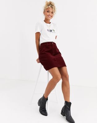 maroon corduroy mini skirt