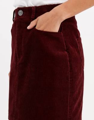 burgundy skirt pockets