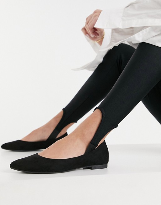 New Look pointed flat ballet pumps in black