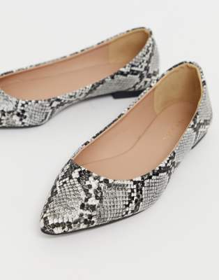 snake print pointed flats