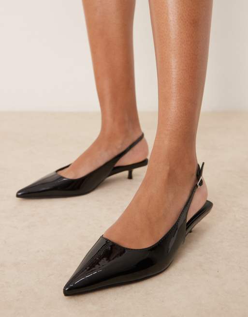 New Look pointed kitten heeled shoes in black