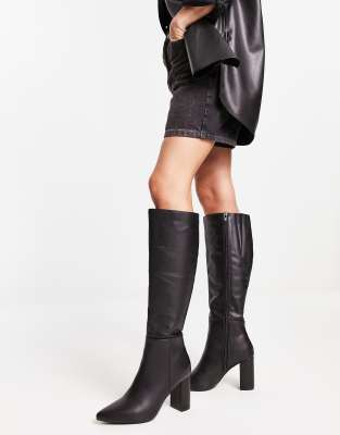 pointed flat knee high boots