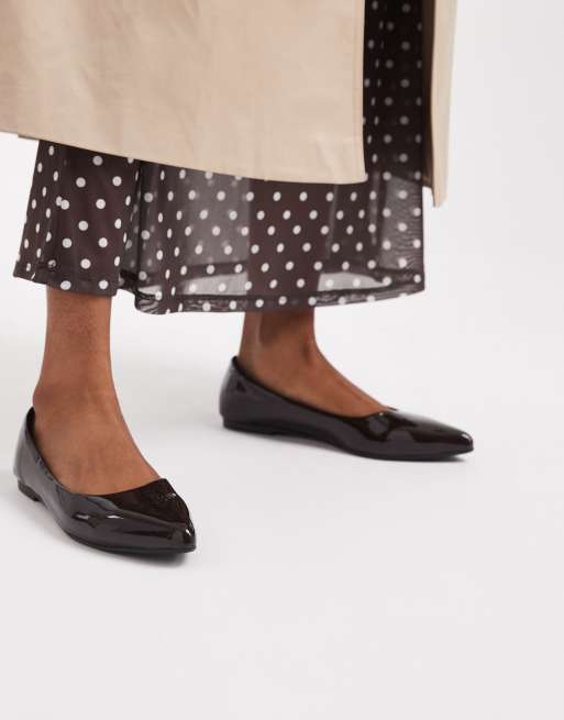 New Look pointed patent faux leather ballet flats in brown, 2 of 4