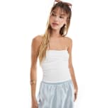 [New Look] New Look pointelle bandeau top in white 18 WHITE