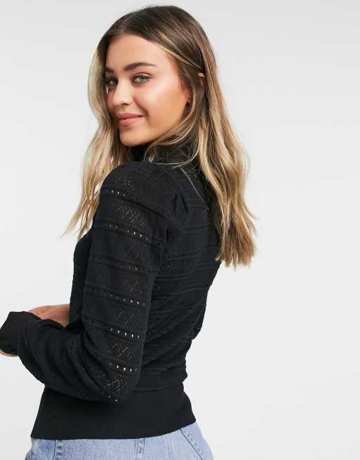 Black pointelle jumper sale