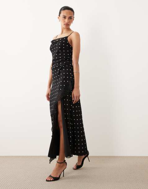 New Look polka dot cami midi dress in black - view 1