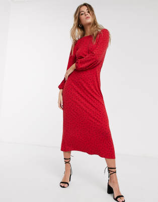 new look red polka dot dress