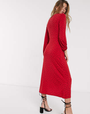 new look red polka dot dress