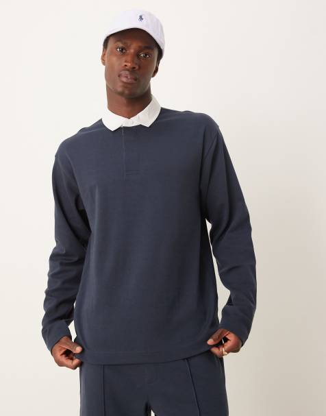 New Look - Polo a maniche lunghe stile rugby blu navy in coordinato - view 1