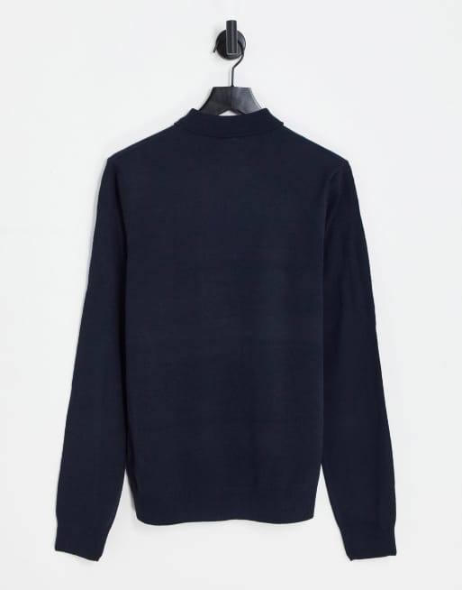 New Look - Polo ajusté en maille - Bleu marine, 3 de 4