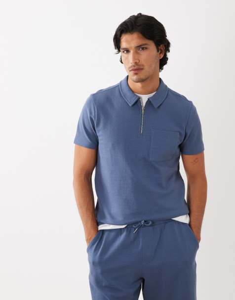 New Look - Polo azul oscuro con cremallera de tejido texturizado (parte de un conjunto) - view 1