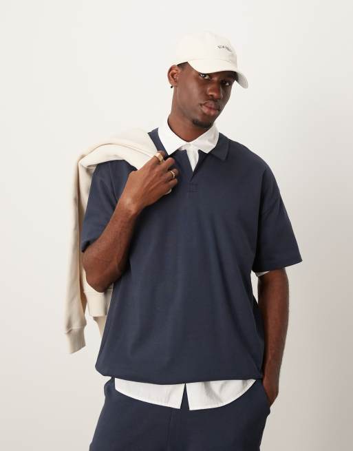 New Look - Polo con colletto a rever color blu navy in coordinato