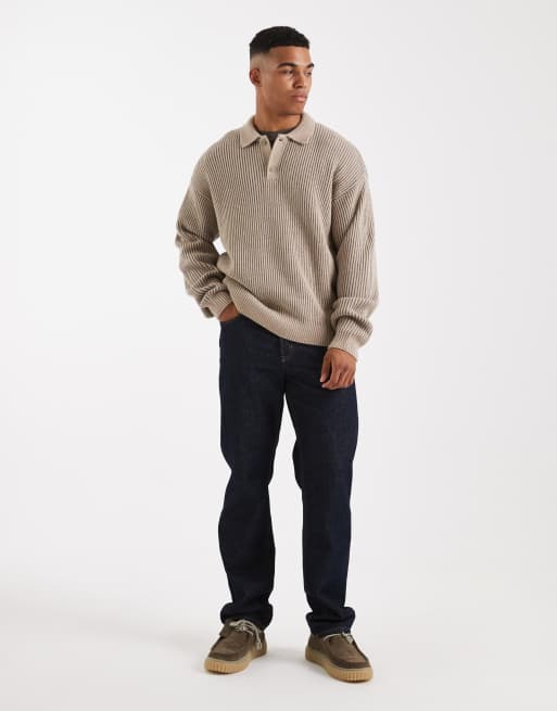 New Look - Polo en maille à côtes anglaises - Marron foncé bicolore, 2 de 5