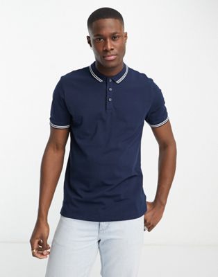 New Look pique polo shirt in navy - ASOS Price Checker