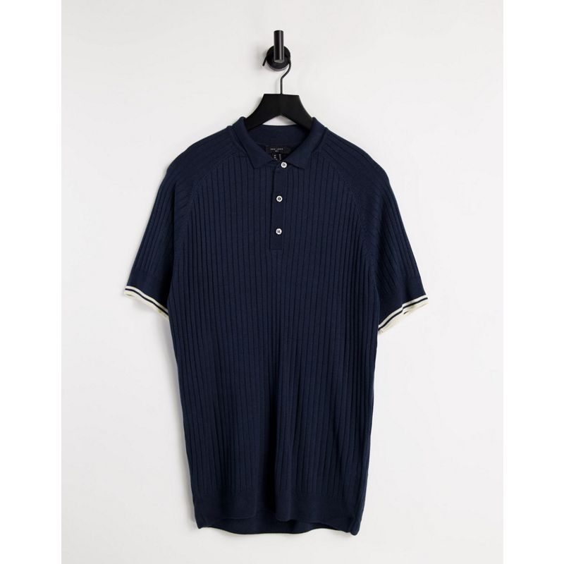 Q0pJW Uomo New Look - Polo in maglia attillata blu navy