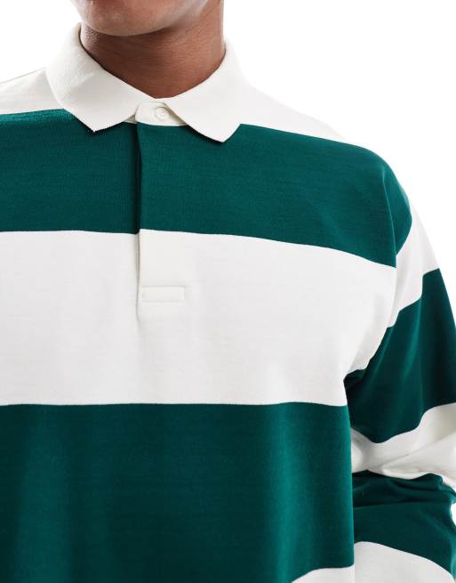 New Look - Polo oversize style rugby à rayures - Vert à motif, 2 de 4