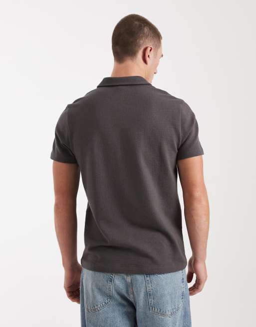 New Look - Polo zippé texturé - Gris foncé, 3 de 5