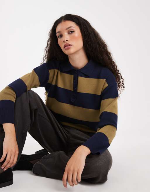 New Look - Polotrui met brede strepen in groen