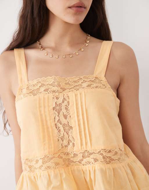 New Look – Pomarańczowy koronkowy top na ramiączkach, 3 z 4