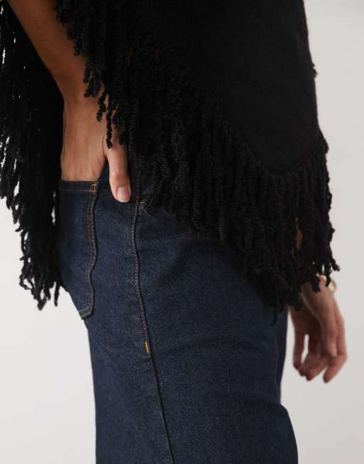 New Look poncho in maglia con frange nero, 4 di 4