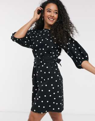 black polka dot dress new look