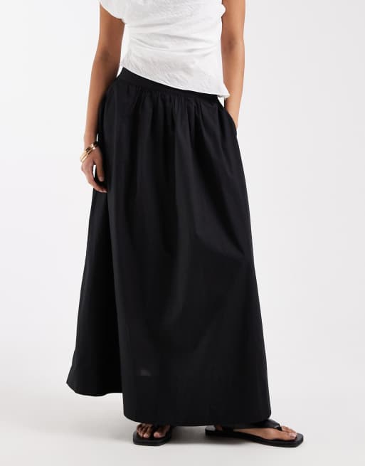 New Look poplin circle midi skirt in black, 2 of 5