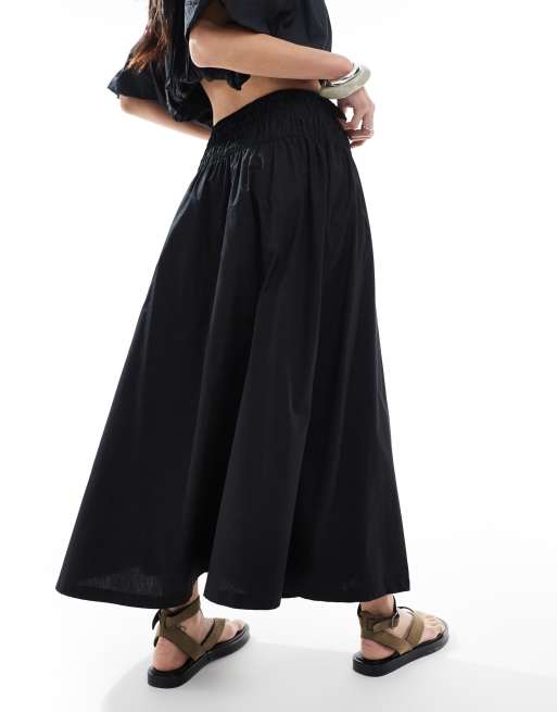 New Look poplin midi skirt in black