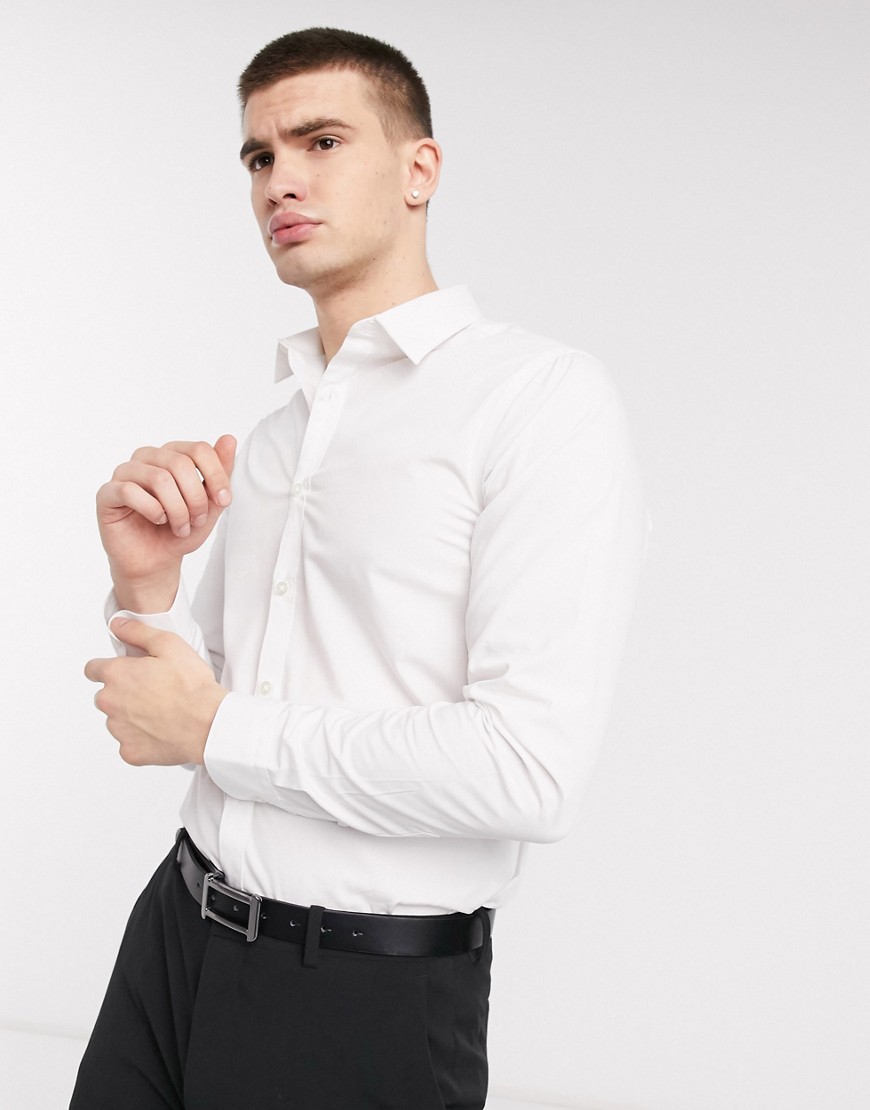 New Look - Poplin overhemd met regular-fit in wit
