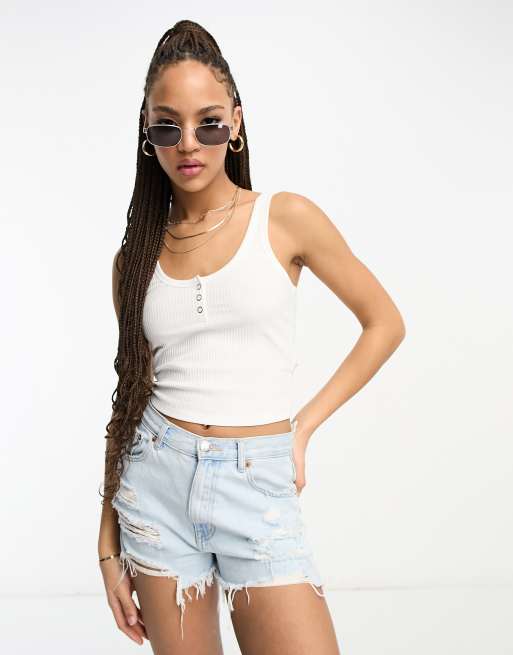 New Look popper vest in off white