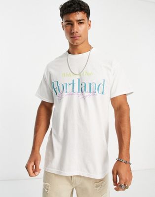 New Look Portland t-shirt in white - ASOS Price Checker